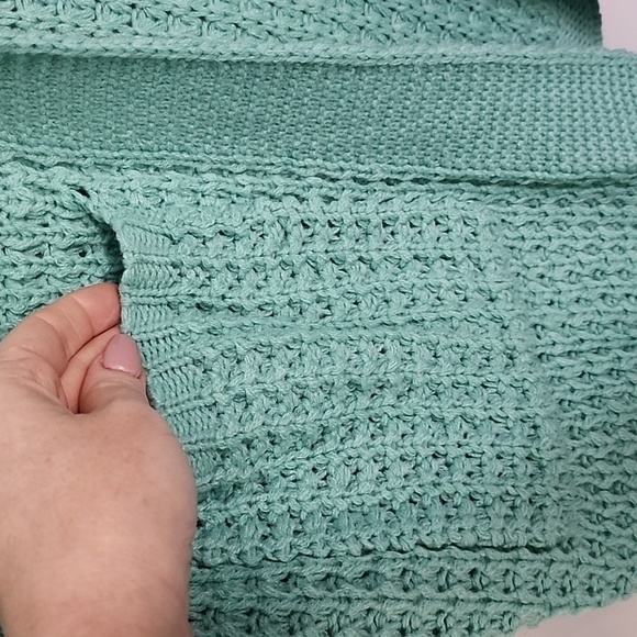 DARK Mint Green waffle knit cardigan small medium large - Picture 2 of 5